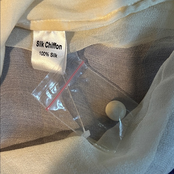 Chasing Unicorns Till The Morning Comes silk chiffon ivory blouse. S - Picture 9 of 10